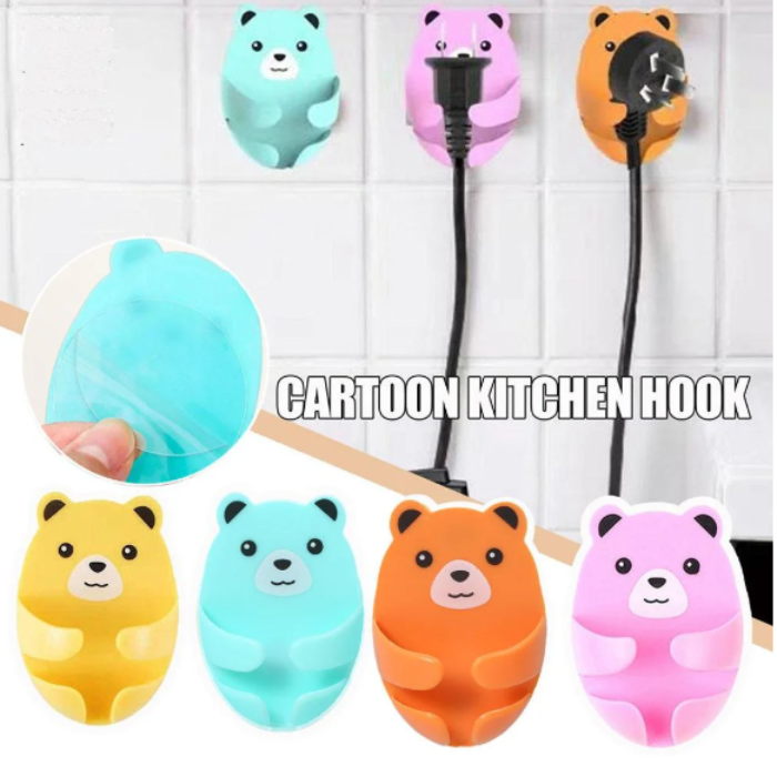4 Pcs Bear Shaped Plug Holder – Cute Wall Socket Protector & Organizer (Random colors)