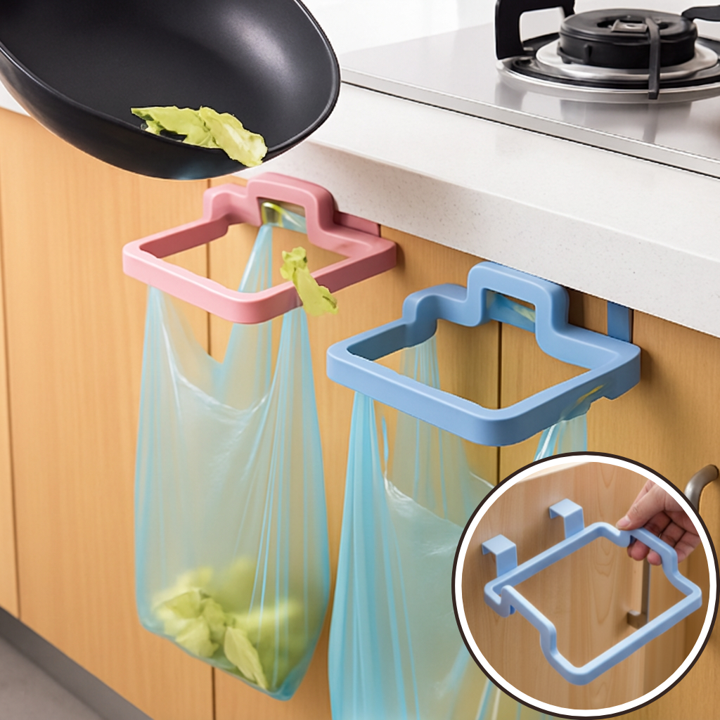Plastic Garbage Bag & Towel Hanger – Over-Cabinet Holder (Random colors-Pack of 2, Hangers Only)
