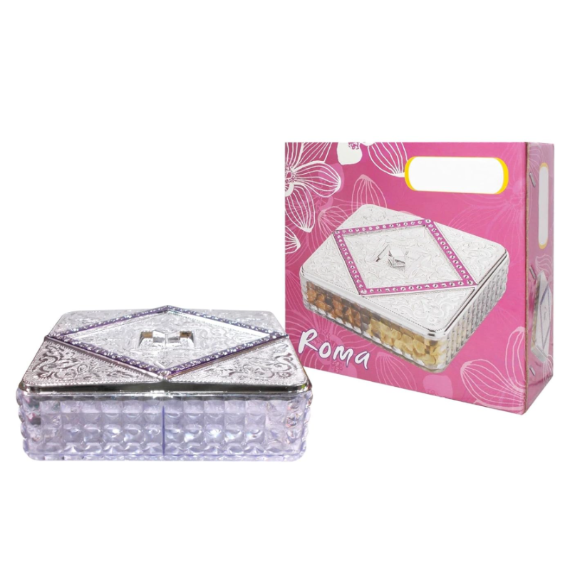 4 Compartment Acrylic Dry Fruit & Mukhwas Box – Chocolate, Snacks & Mouth Freshener Storage Container (Random Color-Pack of 1)