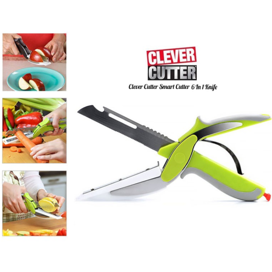 Multipurpose Clever Cutter, Food Scissors for Quick and Easy Cutting, Clever Cutter Kitchen Knife with Stainless Steel Blade (Pack of 1)