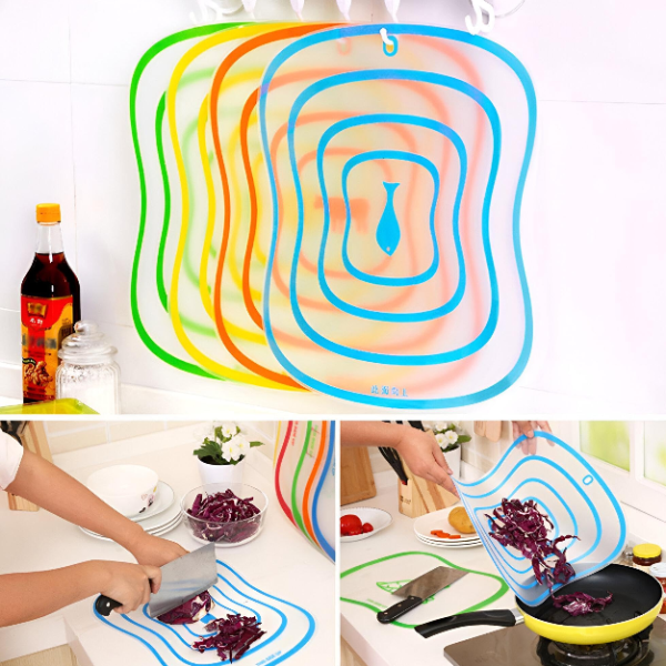 Flexible Transparent Cutting Board – Chopping Mat for Vegetables & Fruits, Non-Slip Kitchen Board (Random color-Pack of 1)