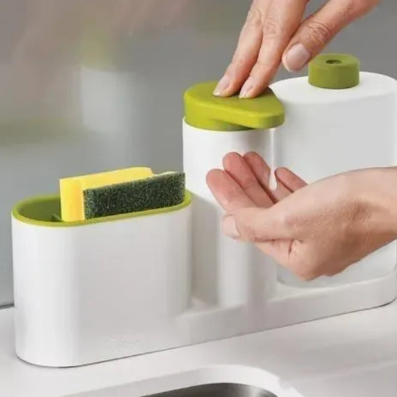 Plastic Sink Base Caddy Set – Multipurpose Kitchen Sink Organizer for Sponges, Brushes, Soap & Cleaning Supplies