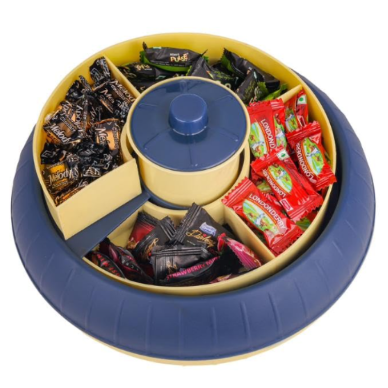 Spiral Multipurpose Candy Box – Rotating Dry Fruit & Snack Storage Organizer | Plastic Serving Box (Random Color-Pack of 1)