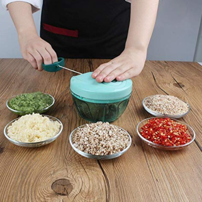 2 in 1 Vegetable Chopper With Grinder Mixer, Hand Grinder Mixer Food Processor Slicer Shredder Salad Maker Vegetable Tools (Random Color-Pack of 1)