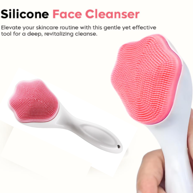 Silicone Face Cleansing Brush – Manual Waterproof Facial Scrubber with Soft Bristles for Gentle Exfoliation & Blackhead Removal(Random color-Pack of 1)