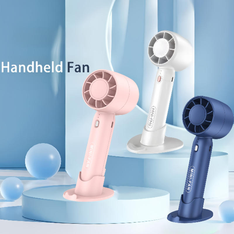 Portable USB Rechargeable Mini Fan – 3-Speed Adjustable, with Base Stand (Random Colors – 1 Pc)