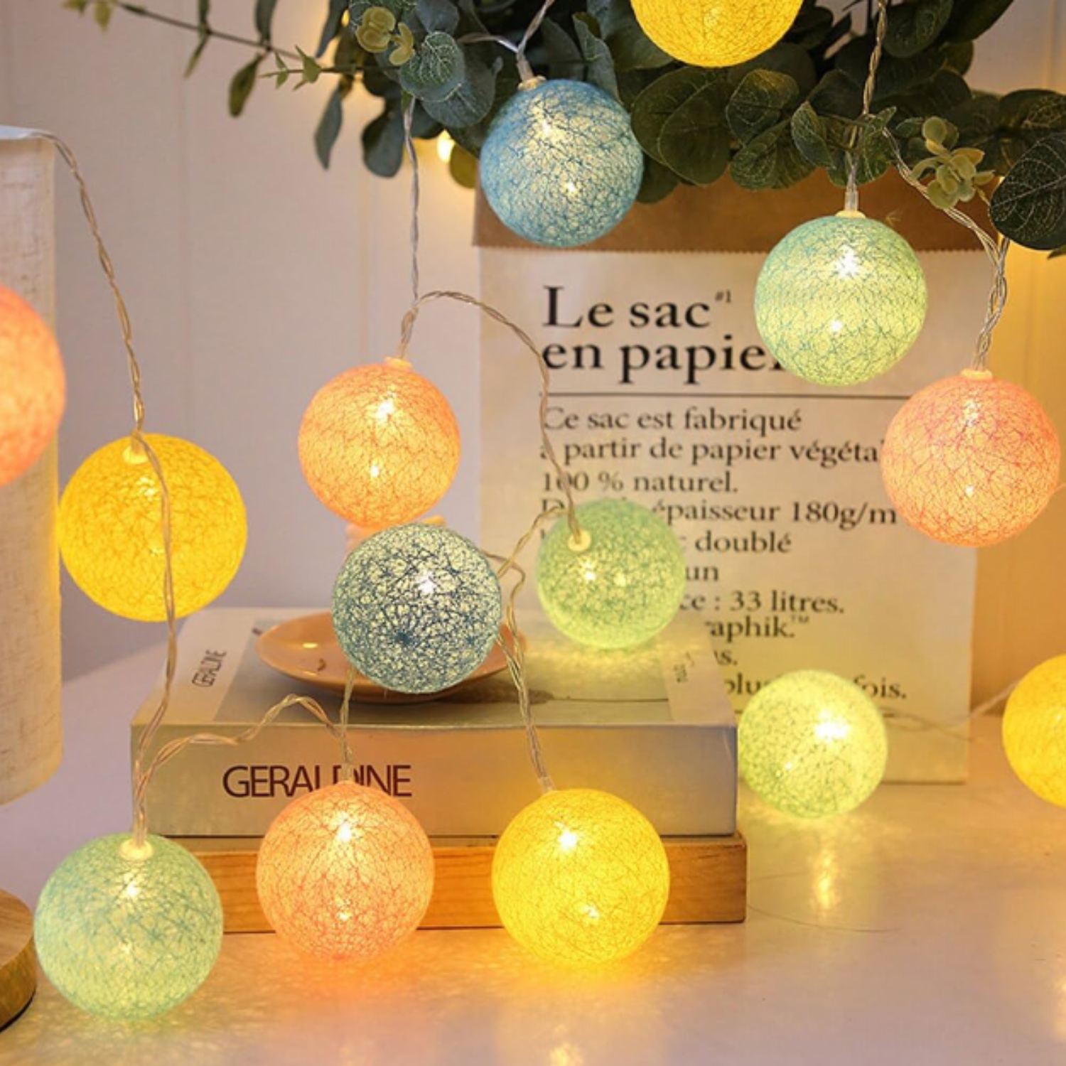 Multicolour Cotton Ball Lights for Decoration - 4 Meter, 10 LED Lights for Home Decoration, Decorative Lights, Led Lights for Decoration Indoor and Decoration Lights Outdoor, Colour Light