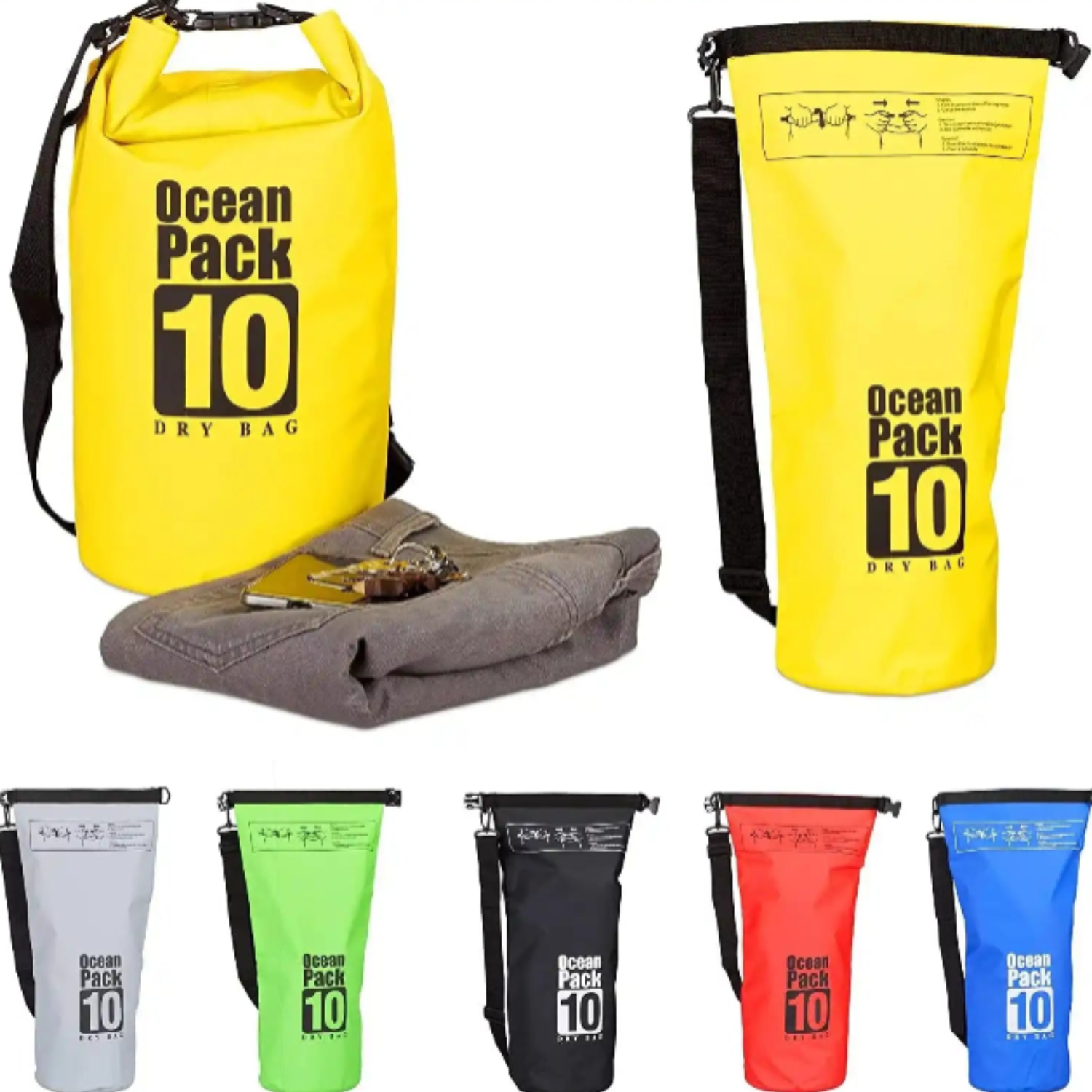 10L Ocean Pack Waterproof Dry Bag – Floating Storage Sack for Swimming, Boating, Camping & Outdoor Adventure