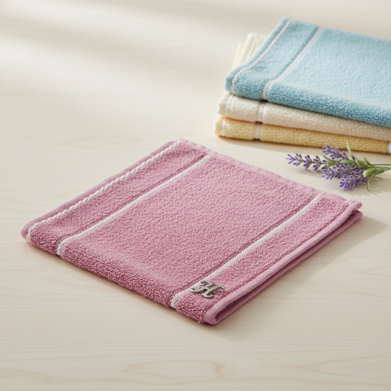 Hand Towel with White Striped Borders – Soft, Absorbent & Quick-Dry Towel for Home & Travel (Random color-Pack of 3)