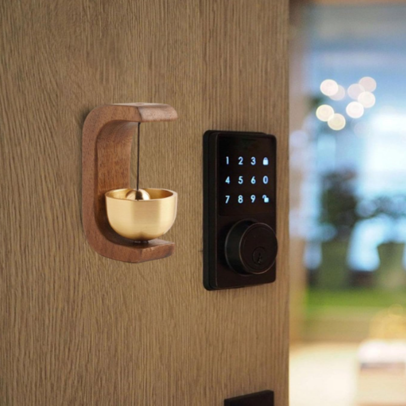 Japanese Style Musical  Wooden Doorbell – Brass Bell Door Chime for Shops, Homes & Office Doors