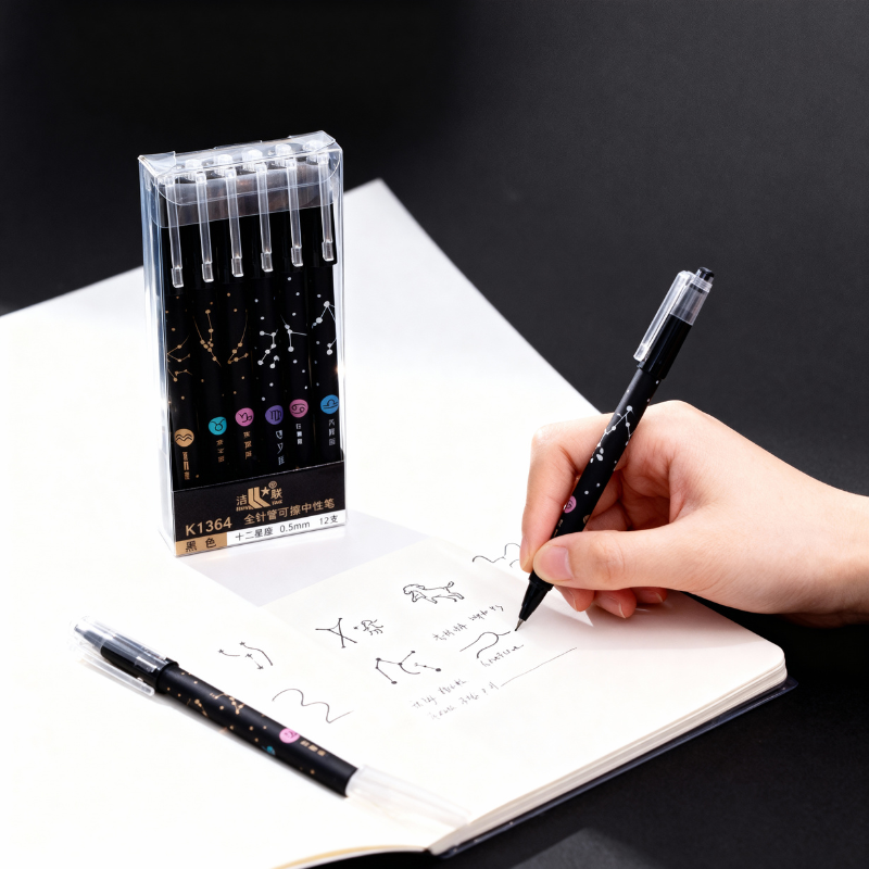 12-Piece Constellation Erasable Pens Set – 0.5mm Smooth Blue Ink Gel Pens for Students, School & Office Use