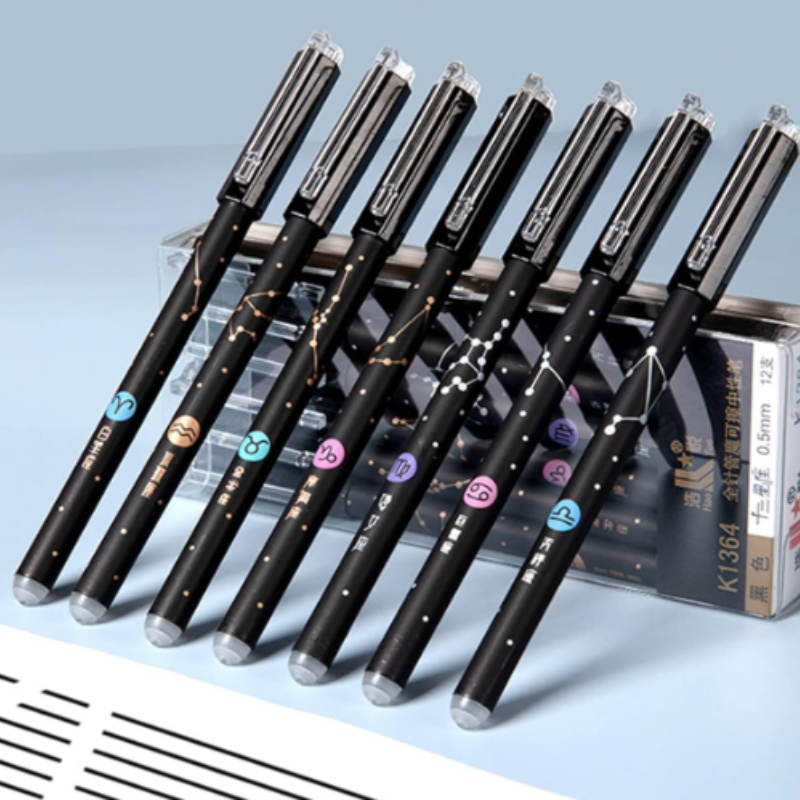 12-Piece Constellation Erasable Pens Set – 0.5mm Smooth Blue Ink Gel Pens for Students, School & Office Use