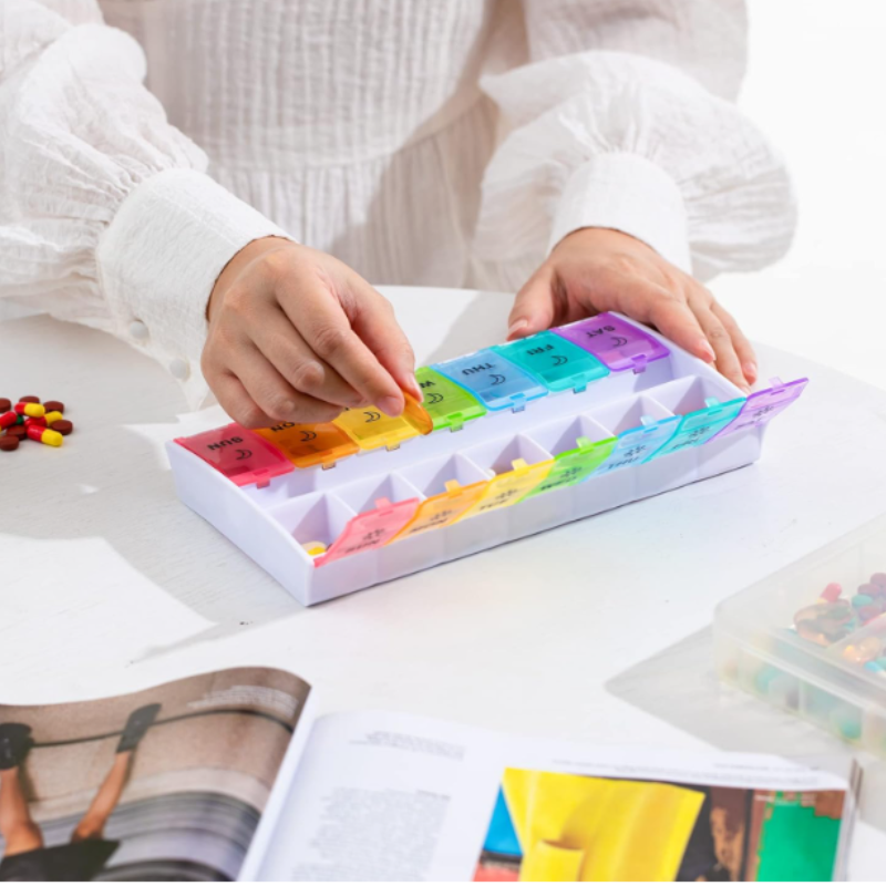 14 Days Weekly Pill Box – Portable Medicine Organizer with Daily Compartments