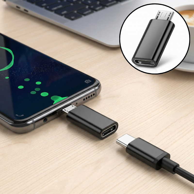 USB-C to Micro USB (V8) Adapter – Fast Charging & Data Sync Converter | Type-C to V8 Connector