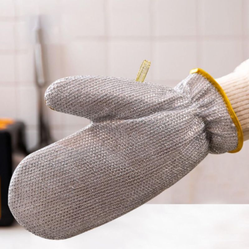 Silver wire dishwashing  Gloves – Multipurpose Reusable Scrubbing Gloves | Kitchen Cleaning & Household Cleaning Gloves (Pack of 1)