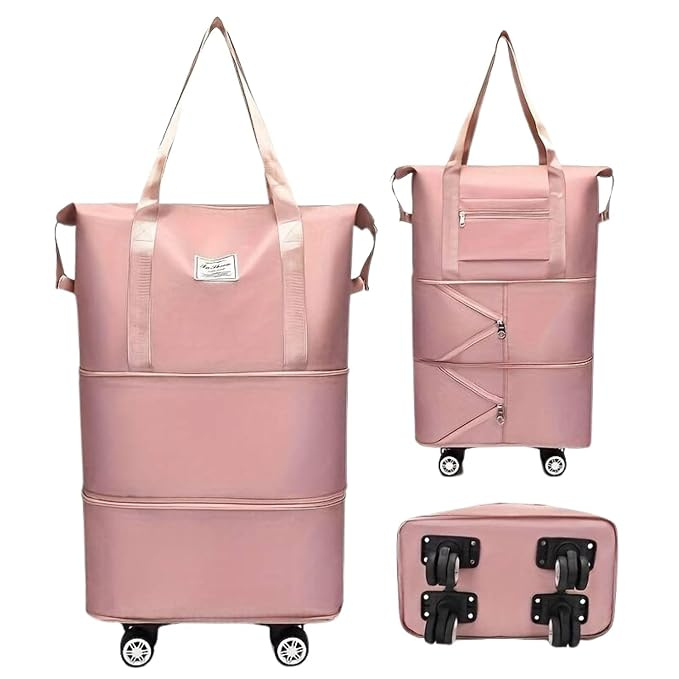 Duffel Trolley Bag with Wheels – Expandable & Foldable Travel Luggage Bag (Lightweight & Durable)