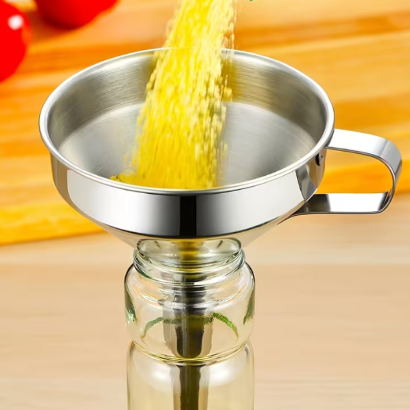 Stainless Steel Oil Funnel – 15 cm Wide Mouth Kitchen Funnel for Oil, Water, Juice, Spices & Liquid Transfer (Pack of 1)