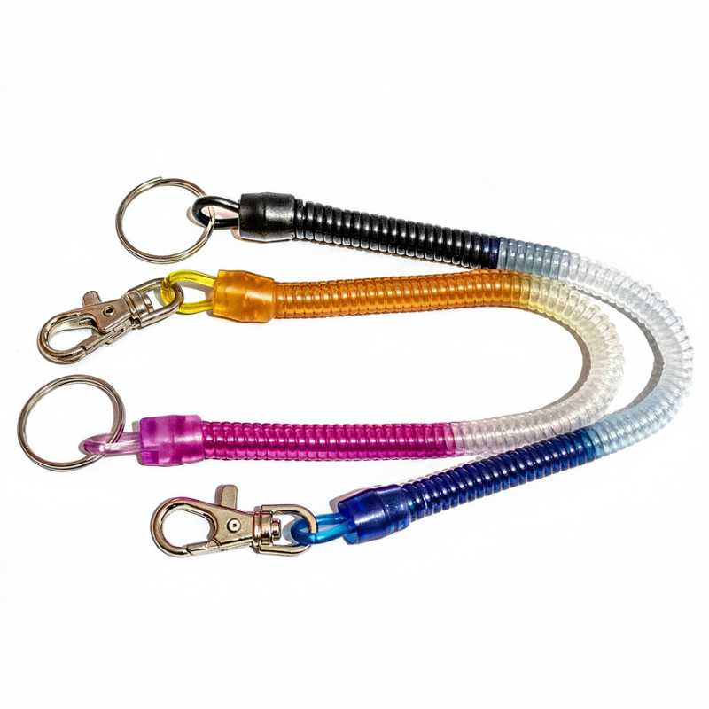 Spring Key Chain with Keyring & Lobster Clasp – Flexible Coil Key Holder for Keys, Bags & ID Cards (Random Color-Pack of 1)