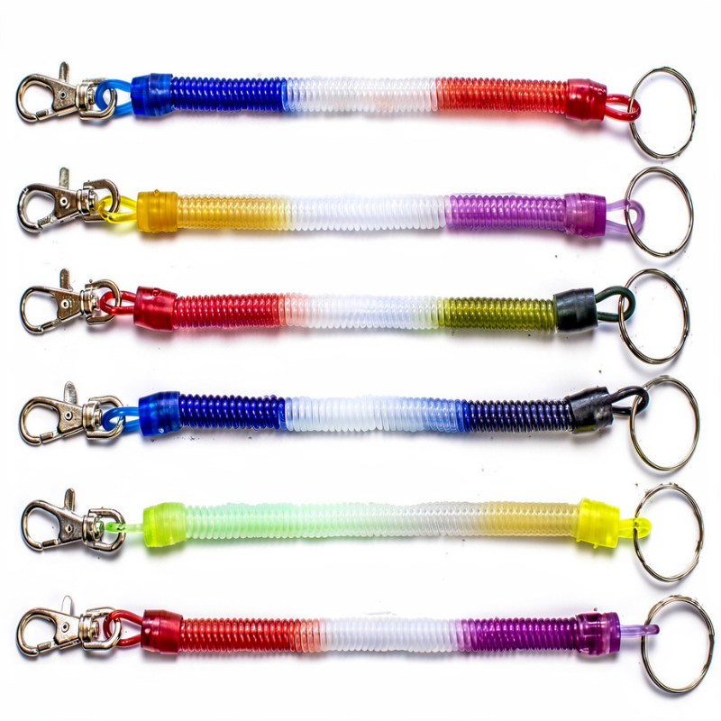 Spring Key Chain with Keyring & Lobster Clasp – Flexible Coil Key Holder for Keys, Bags & ID Cards (Random Color-Pack of 1)