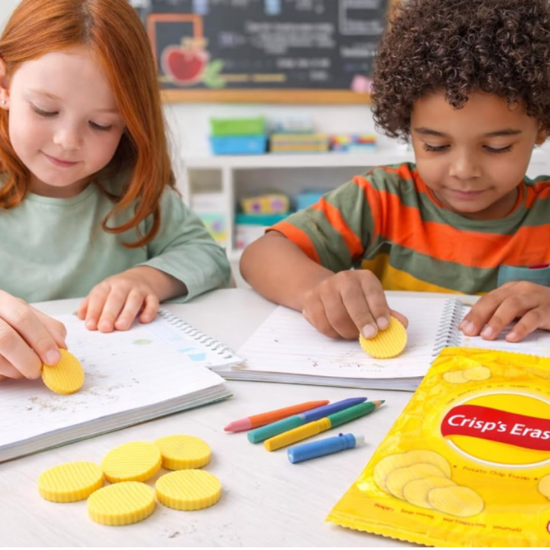 Crisp’s Eraser Potato Chip-Shaped Eraser Set – Cute Snack Design Stationery Erasers (Pack of 4 Pcs)