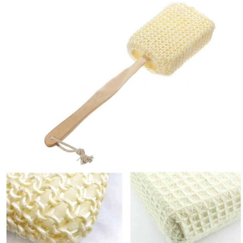 Wood Handle Shower Loofah Back Scrubber – Exfoliating Bath Sponge & Body Washer for Men, Women & Sensitive Skin