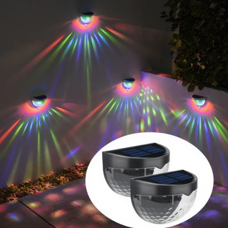 2 Pcs Solar Multicolor RGB Fence Lights – Waterproof Outdoor Decorative LED Lights