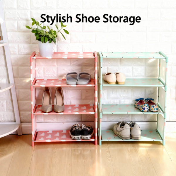 4 Layer Shoe Rack Organizer – Lightweight Storage Stand with Oxford Cl ...