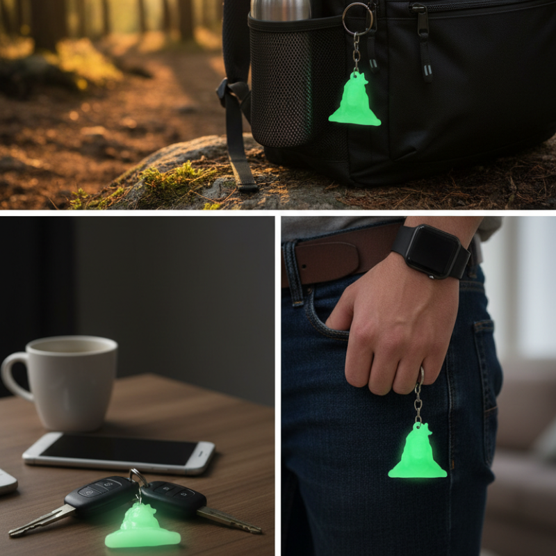 12 Pcs Lord Mahadev Ji Face Glow-in-the-Dark Radium Keychain – Auspicious Luminous Key Ring