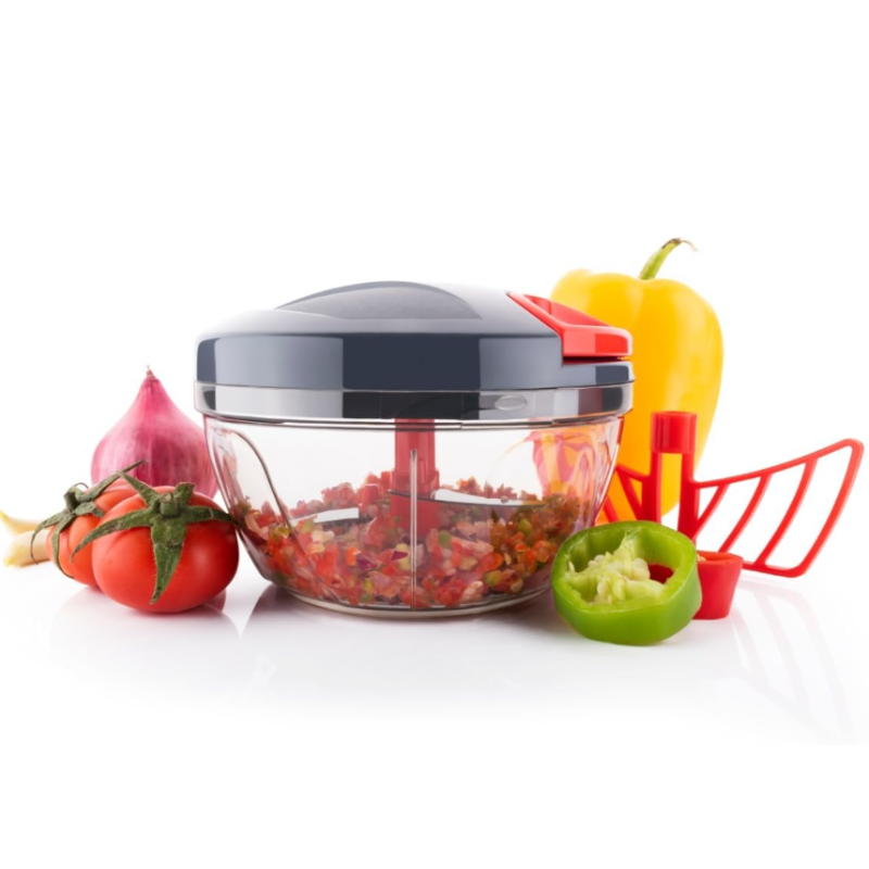 2 in 1 Vegetable Chopper With Grinder Mixer, Hand Grinder Mixer Food Processor Slicer Shredder Salad Maker Vegetable Tools (Random Color-Pack of 1)