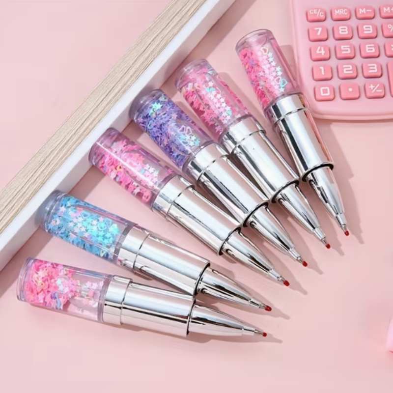 Lipstick-Style Pen – Cute Cosmetic Shape Ball Pen  (Random Color-Pack of 1)