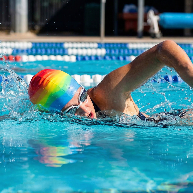Silicone Swimming Cap – Waterproof, Stretchable & Comfortable Swim Cap for Men, Women & Kids (Random color-Pack of 1)