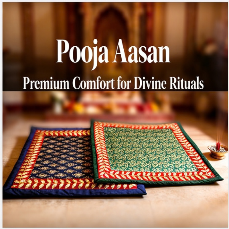 Puja Aasan Mat 80 × 80 cm – Soft Fabric Prayer Mat for Meditation, Puja & Religious Rituals