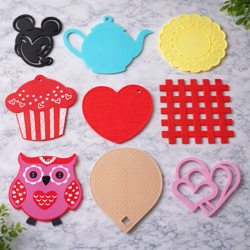 Heat Resistant Hot Mat – Kitchen Pot & Pan Holder Trivet (Random Designs- Pack of 2)