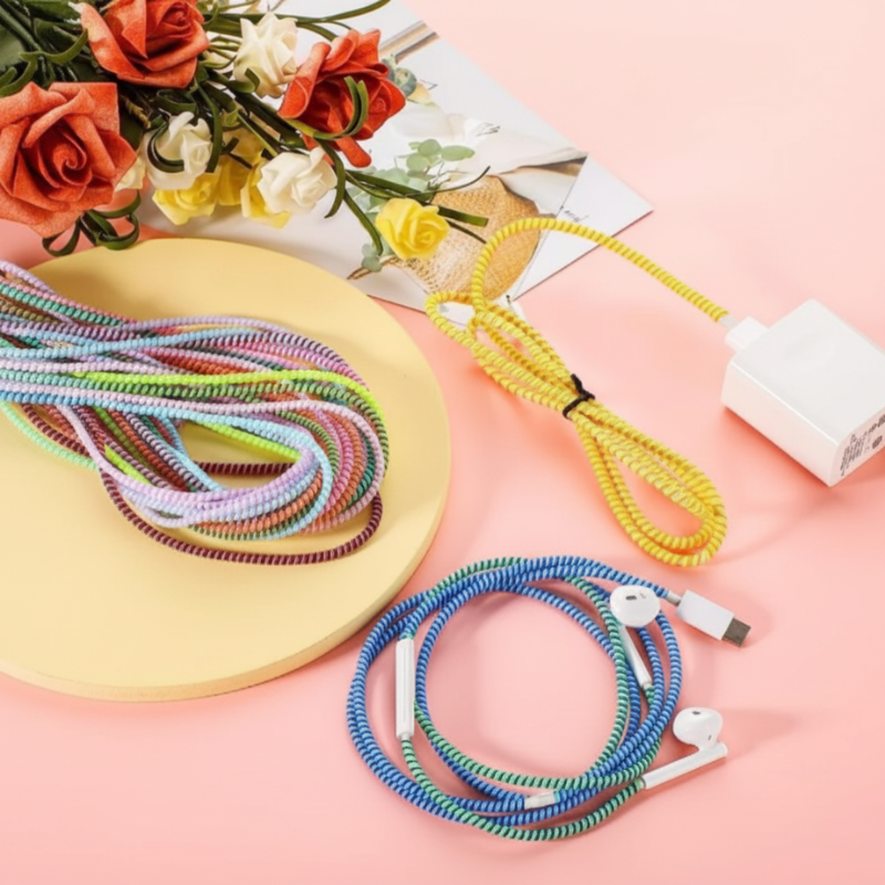 Spiral Cable Cord Protector – Silicone Anti-Break Charging Wire Saver (Random Color-Pack of 1)