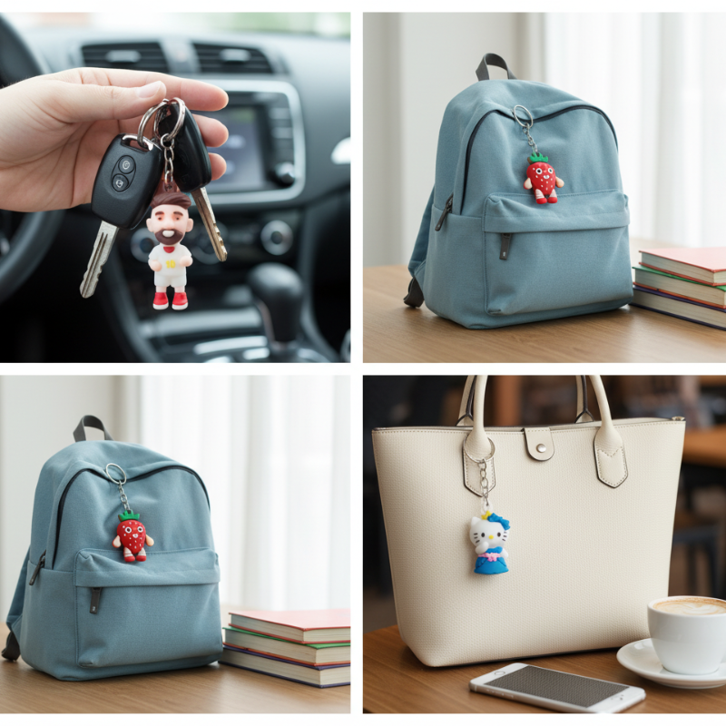 12 Pcs Cartoon Keychains – Soft Rubber Mini Character Keyrings, Fun Bag & Backpack Accessories for Kids & Teens