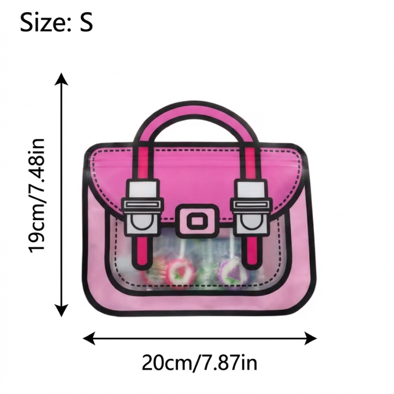 Small Party Favor Bag with Handle – Durable Plastic Goodie Bag for Candy, Cookies, Snacks, Jewelry & Return Gifts (Pack of 1)