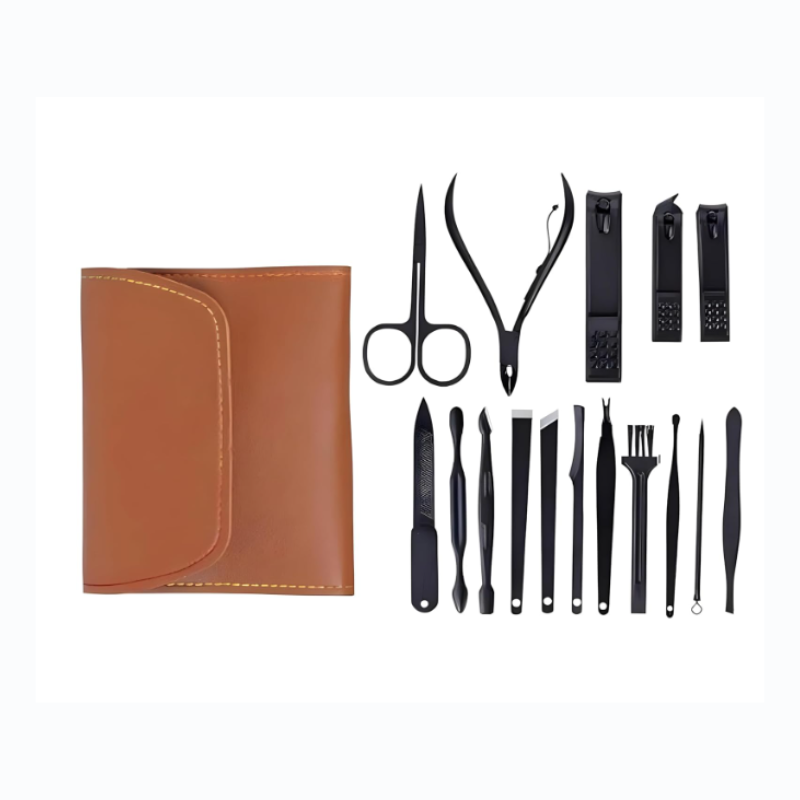 16 Pcs Manicure Tool Kit – Stainless Steel Nail Scissors & Pedicure Beauty Set with Portable Folding Bag (Random color-Pack of 1)