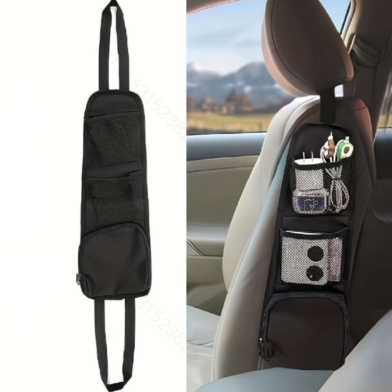 Multi-Pocket Car Seat Organizer with Mesh Pockets – Hanging Storage for Phones, Wallets, Glasses, Durable Polyester for Cars, SUVs & Trucks
