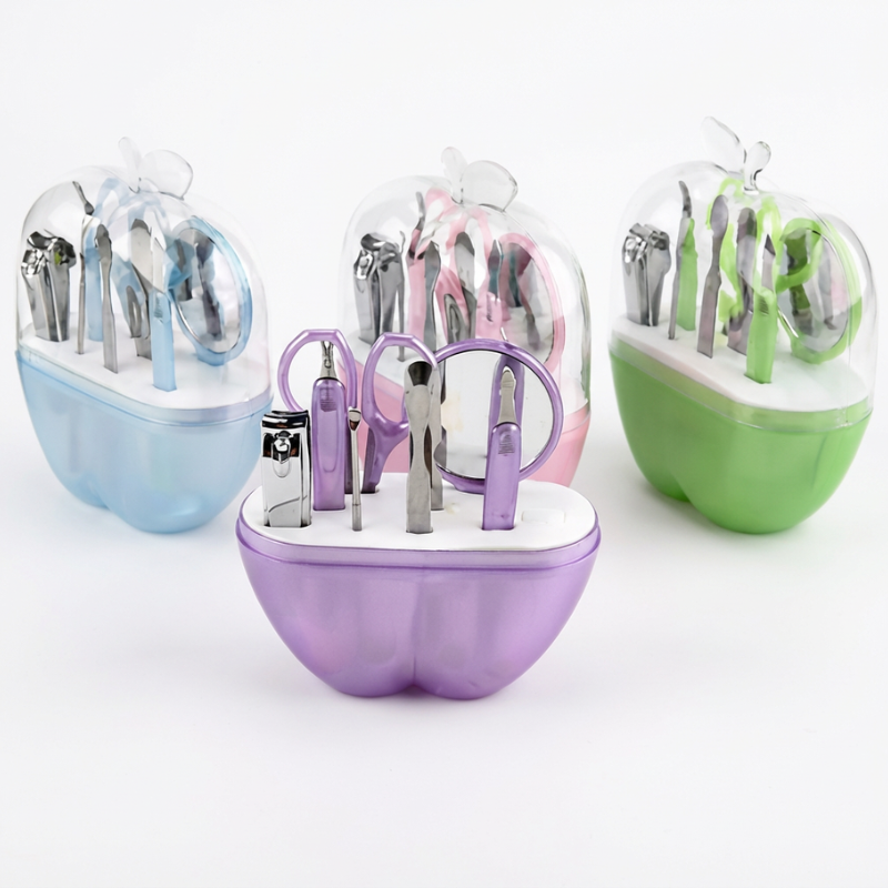 Apple-Shaped Manicure Set – Compact Nail Care Kit for Travel & Home Use (Random color-Pack of 1)