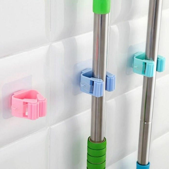 Wall Mounted Mop Holder With Sticker (Pack of 4 Pcs)