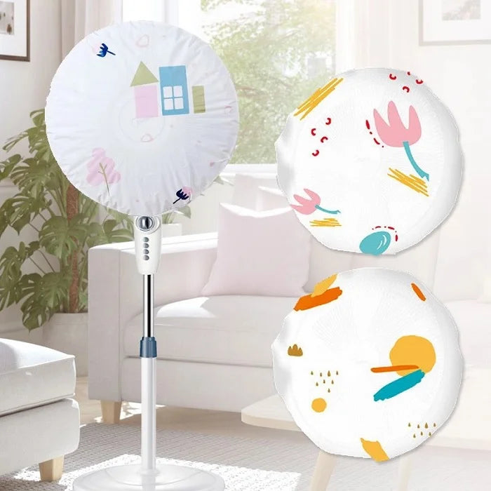 Printed Table Fan Cover (Random Colour), Printed Fan Dust Cover with Drawstring Washable Anti-dust Table, Electric Fan Guard Protector