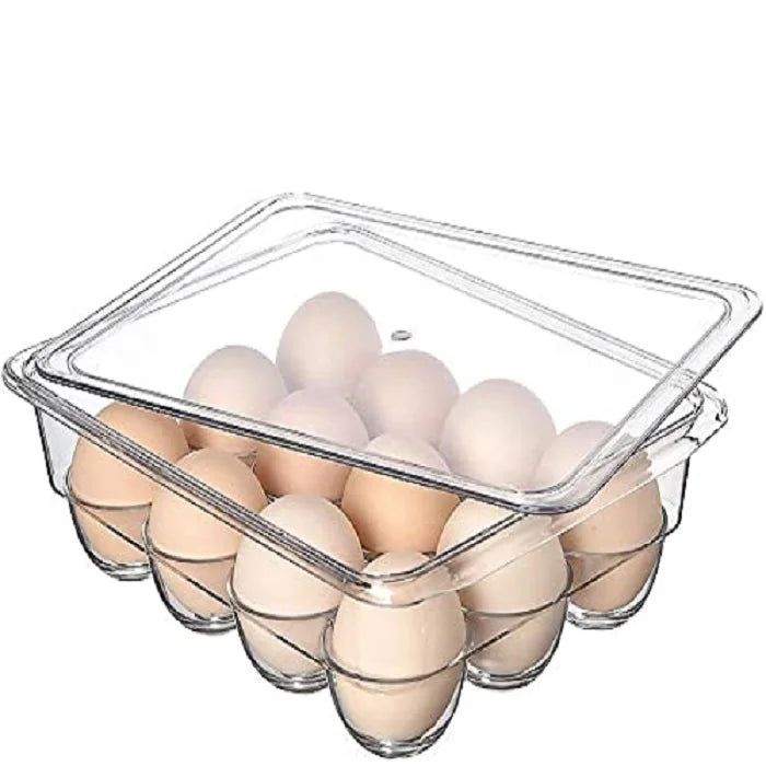 12 Grid Transparent Egg Storage Box With Lid