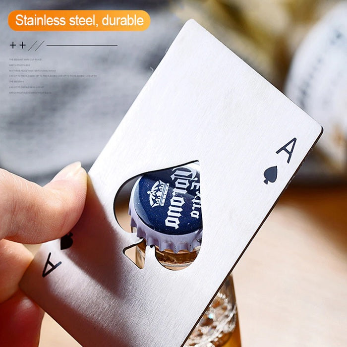 Stainless Steel Poker Card Bottle Opener – Compact Credit Card Size Bar Tool (Random color-Pack of 1)