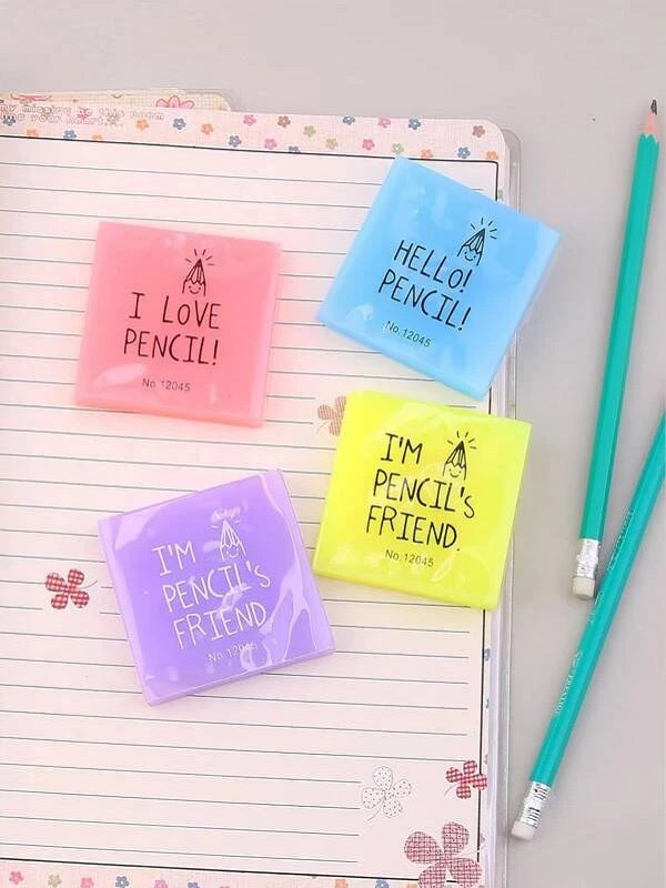 Random Logo Print Erasers