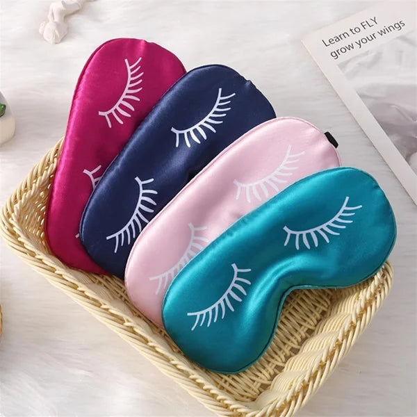 Eyelashes Print Faux Silk Eye Mask