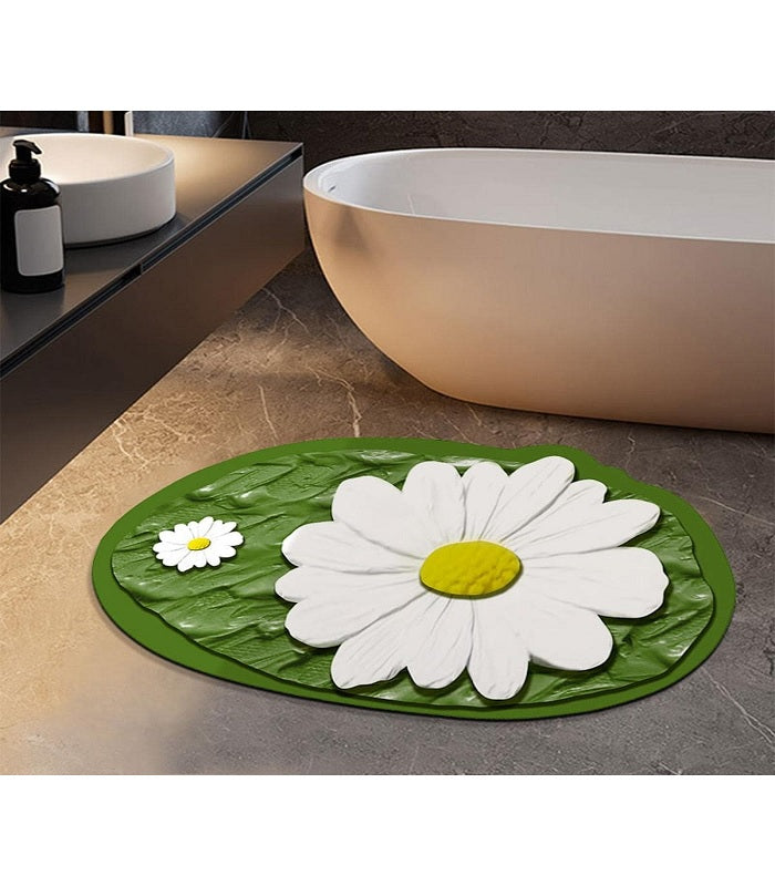 Water Absorbing Flower Print 3D Floor Bathroom Mat (Random Prints)