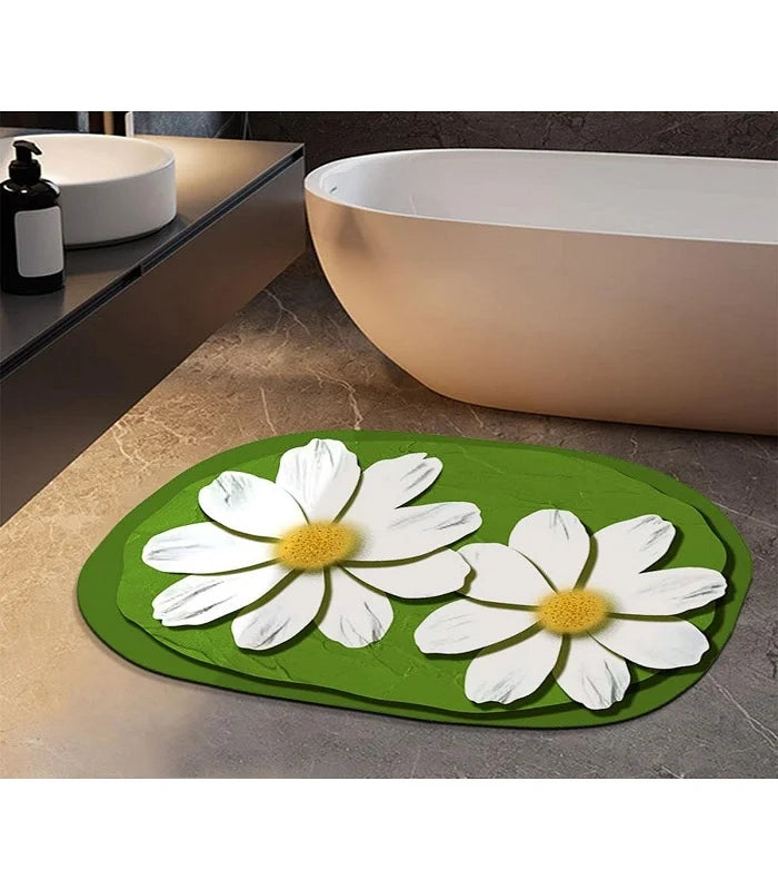 Water Absorbing Flower Print 3D Floor Bathroom Mat (Random Prints)