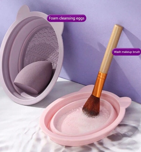 Silicone Makeup Brush Cleaning Folding Tray