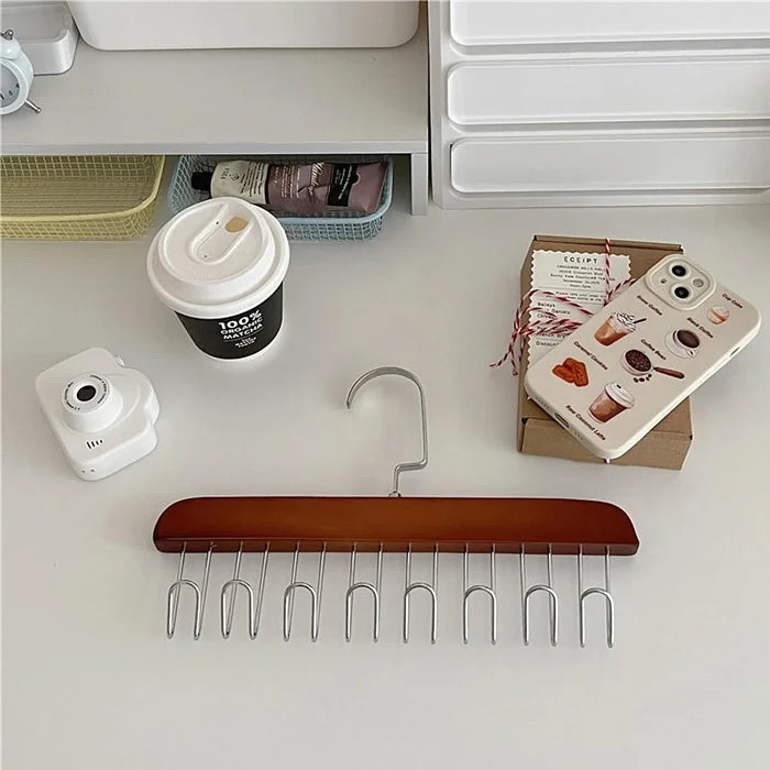 8 Hook Wooden Multi Use Hanger - 1 Pc