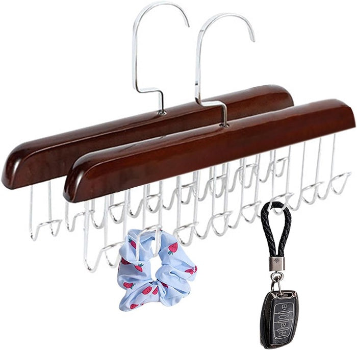 8 Hook Wooden Multi Use Hanger - 1 Pc